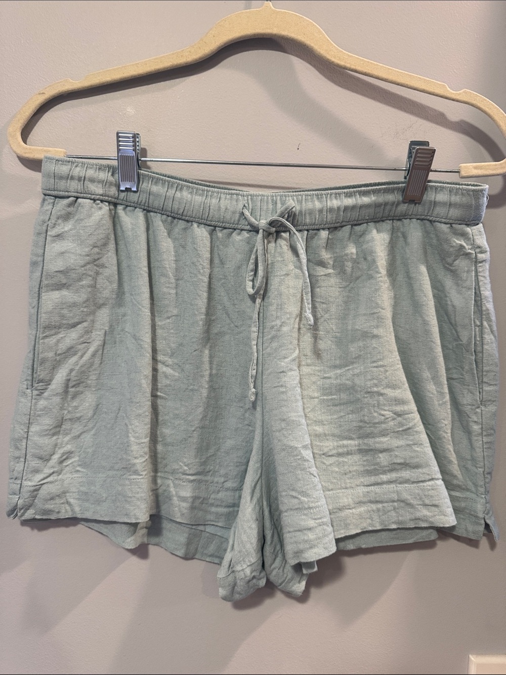 Abercrombie & Fitch High-Rise Linen-Blend Pull-On Shorts Blue - Medium